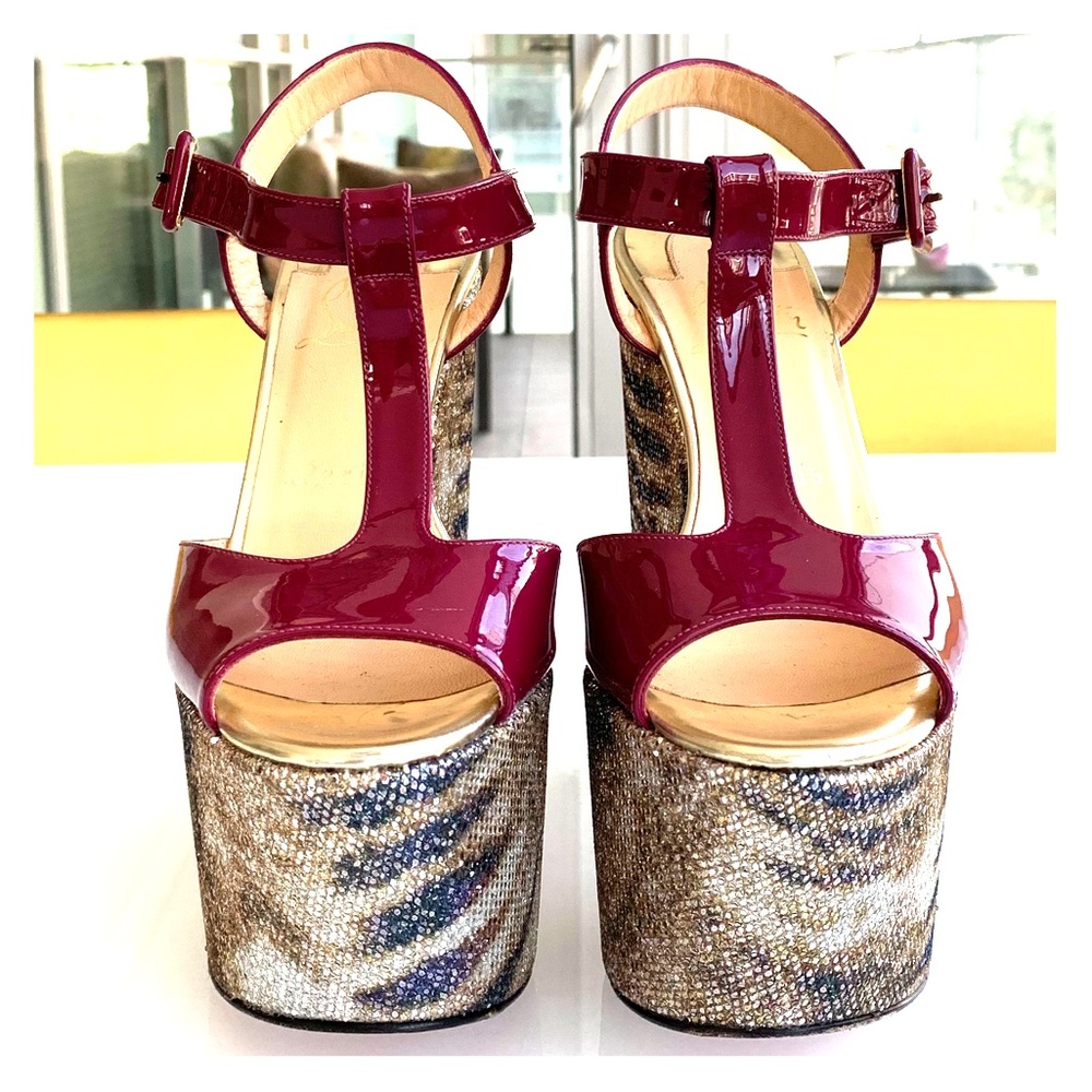 Christian Louboutin So Bella Glitter Wedges